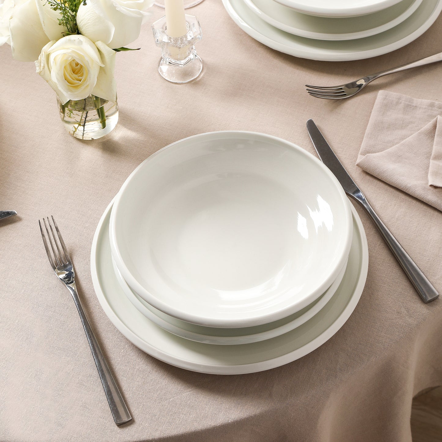 Earth & Clay Harmony Stoneware 12-Piece Dinnerware Set, White