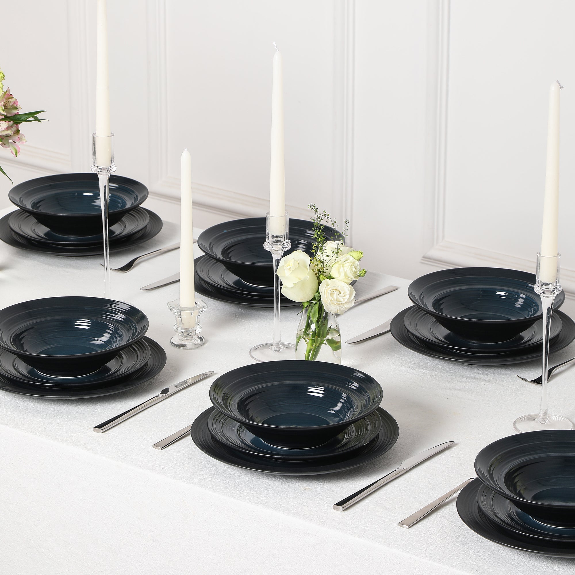 Celeste Stoneware 12-Piece Dinnerware Set, Blue