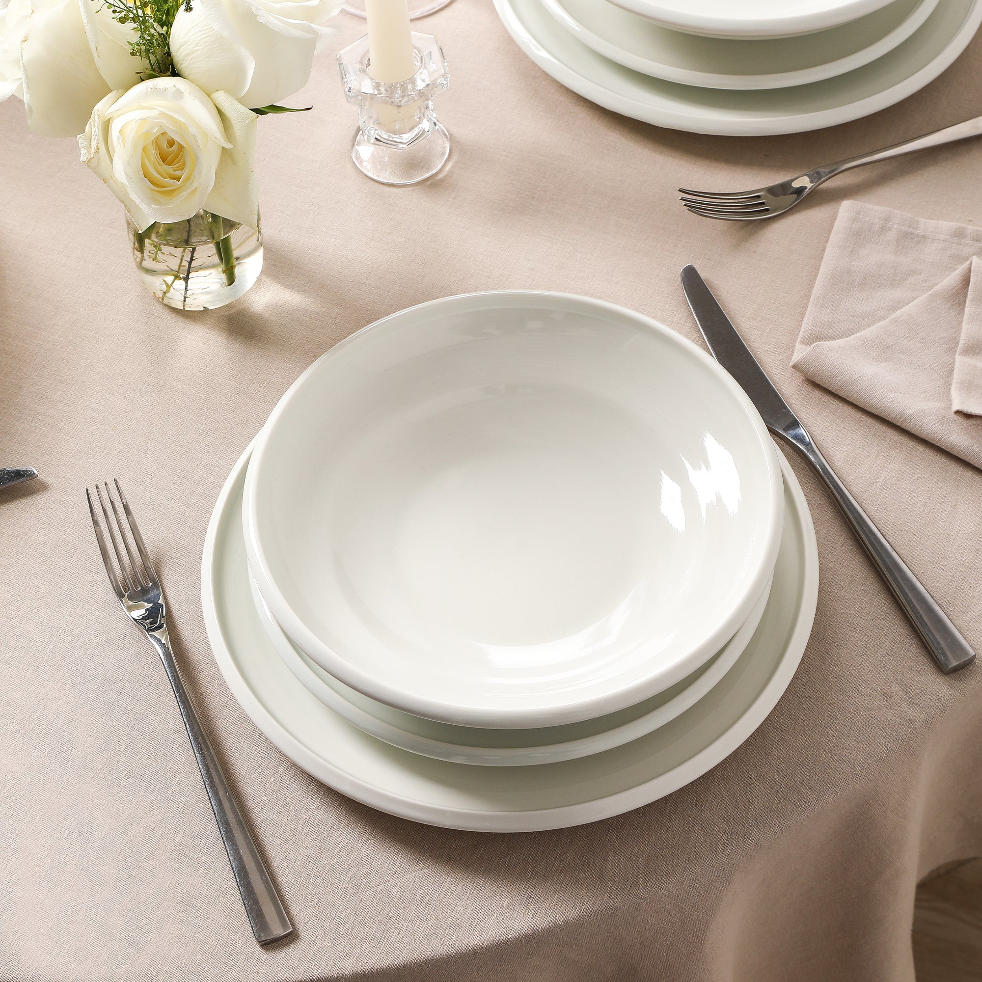 Earth & Clay Harmony Stoneware 12-Piece Dinnerware Set, White