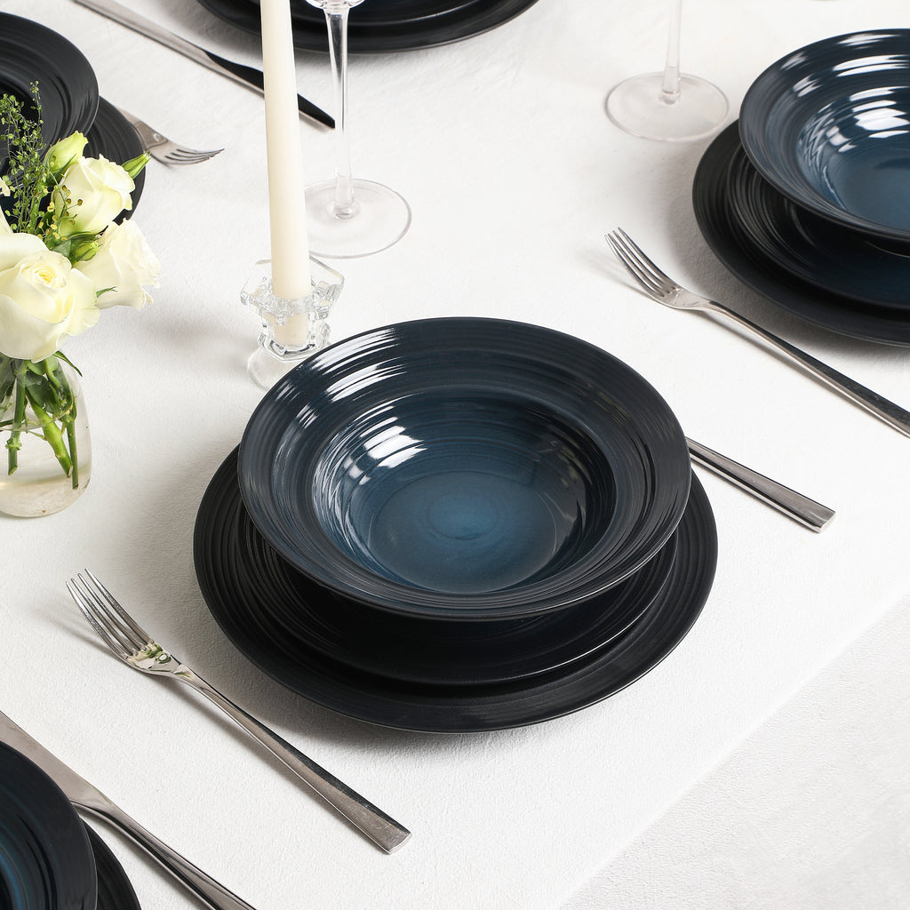 Celeste Stoneware 12-Piece Dinnerware Set, Blue