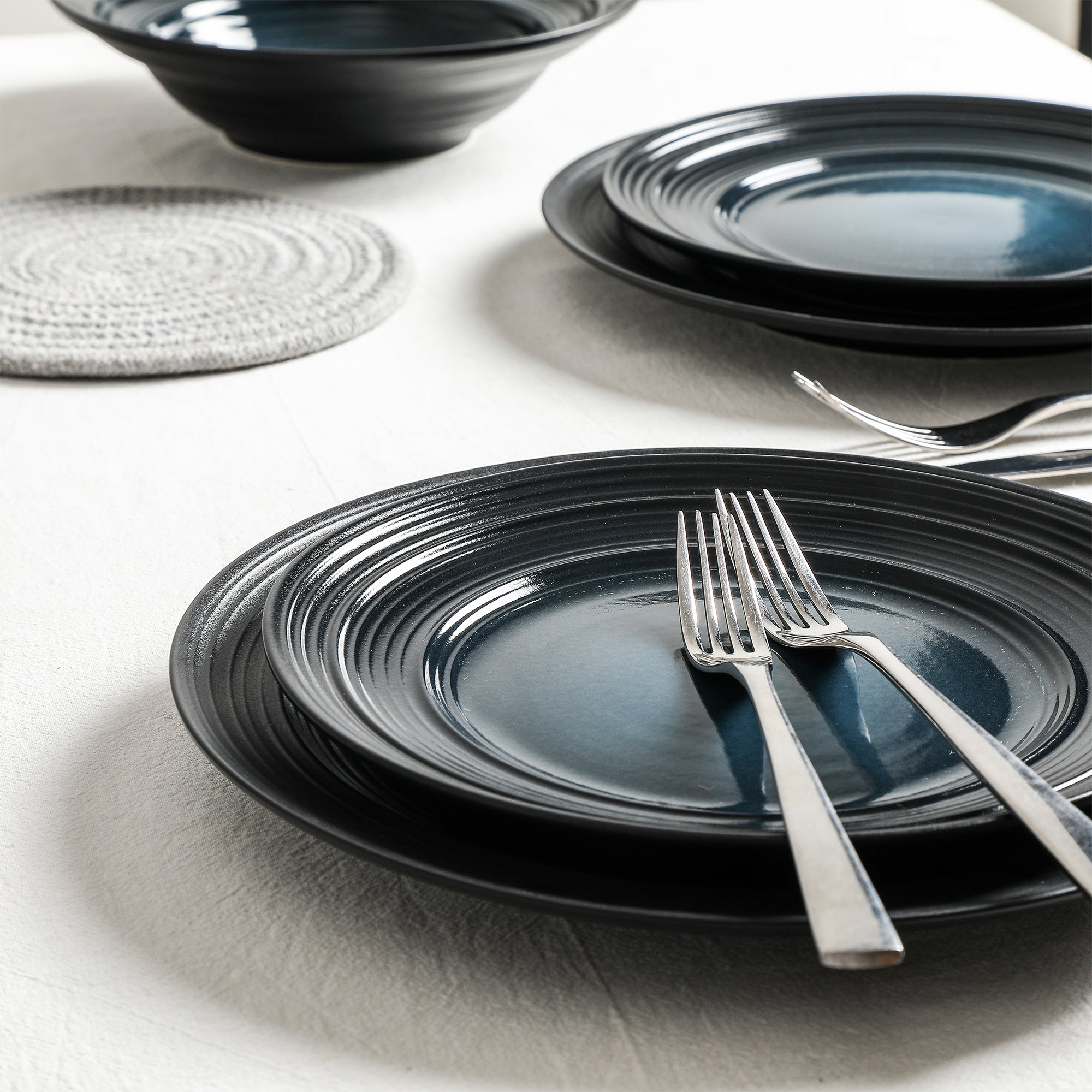 Celeste Stoneware 12-Piece Dinnerware Set, Blue