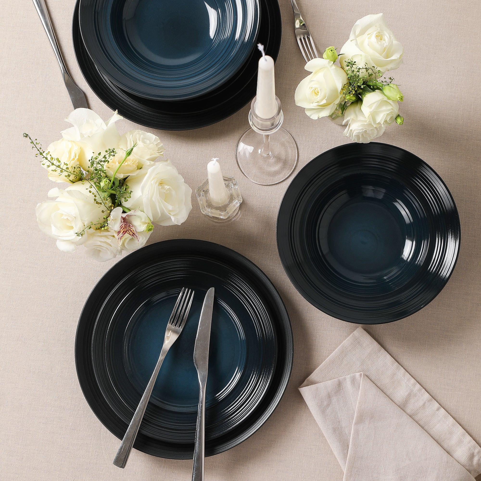 Celeste Stoneware 12-Piece Dinnerware Set, Blue