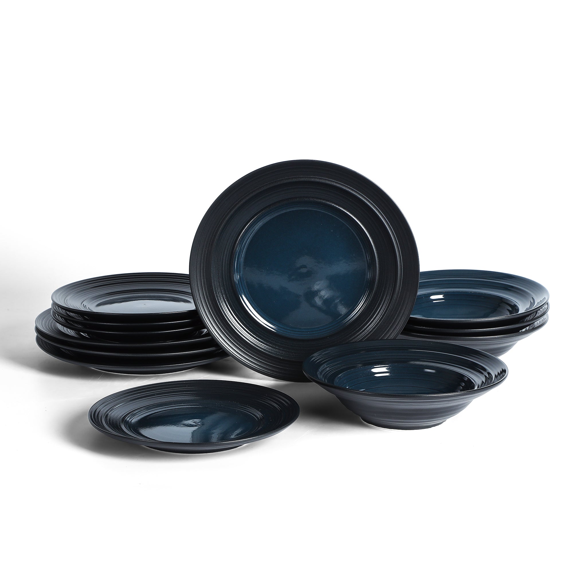 Celeste Stoneware 12-Piece Dinnerware Set, Blue