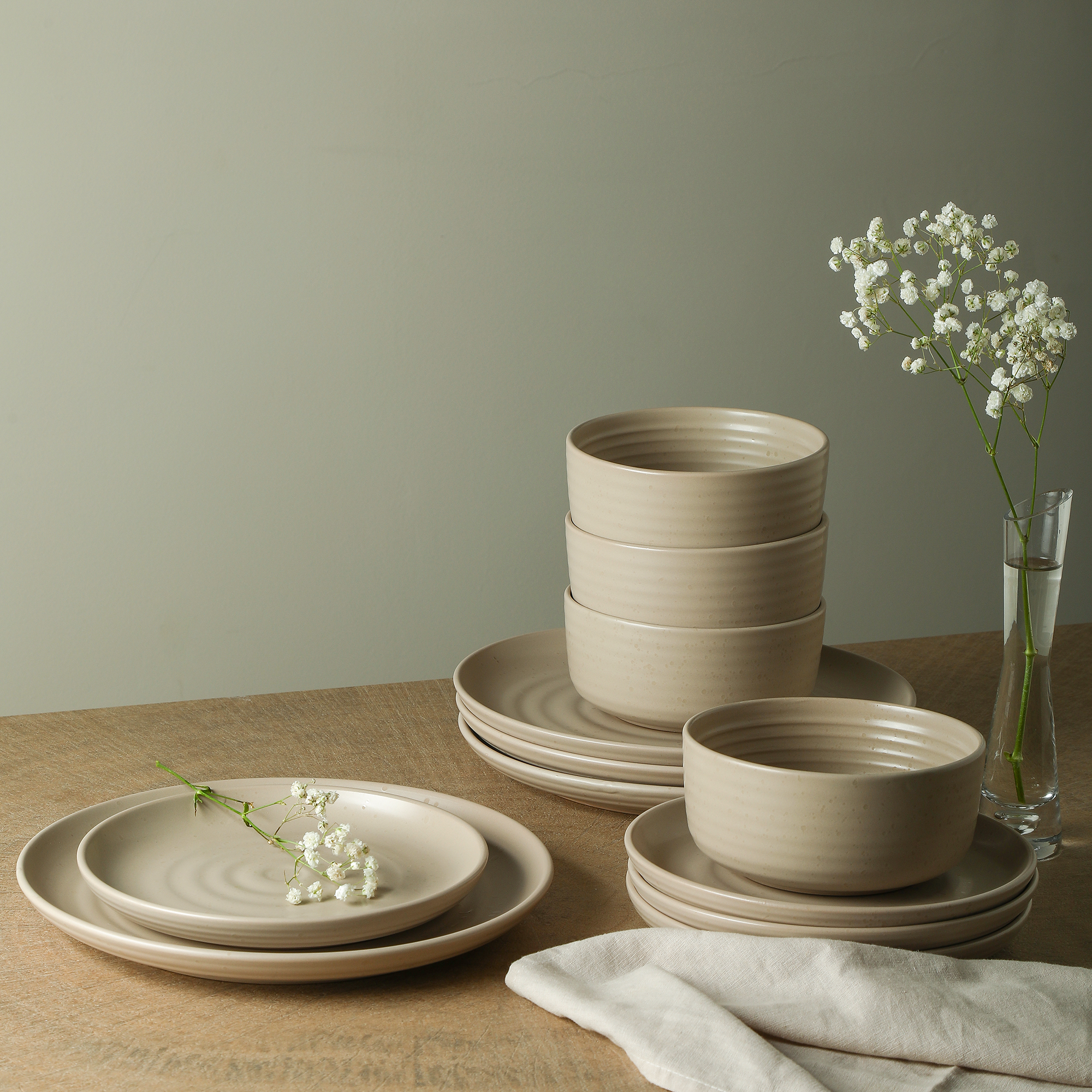 Ion Stoneware Dinnerware Set - Beige