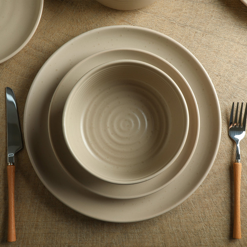 Ion Stoneware Dinnerware Set - Beige