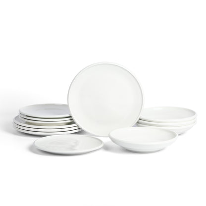 Earth & Clay Harmony Stoneware 12-Piece Dinnerware Set, White